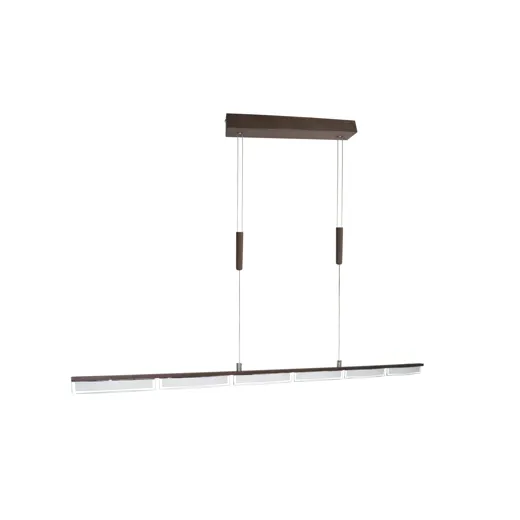 Pendelleuchte OCEAN nussbaum 6x4.5W 3000°K, stufenlos höhenverstellbar, 3000lm, CRI80, dimmbar