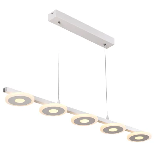Pendelleuchte Puck weiss 5x8W 3000°K, stufenlos höhenverstellbar, 5x530lm, CRI80, dimmbar