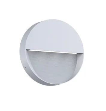 LED Wandleuchte Escada silber RAL9007, 8W, Ø180mm H=35mm, 3000K, 350lm, CRI80, IP65