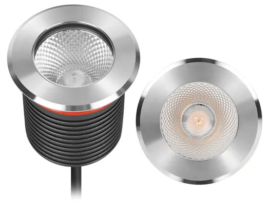 LED Bodeneinbaustrahler ZETA, 9W, 12V, 750lm, 2700K, CRI80, IP67, 38°, 10m offenes Kabel