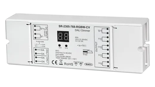 DALI/Push LED Dimmer 4 Kanal, 12-36V DC, (768W/24V), IP20, 170x59x29mm