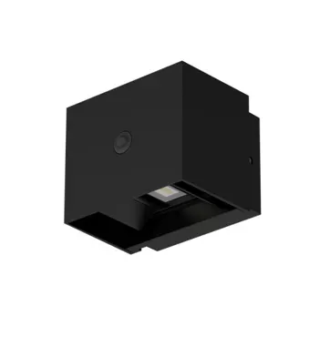 LED Wandleuchte Bran schwarz RAL9005, 2x5W, 2x450lm, 3000°K, CRI80, IP65, PIR-Sensor