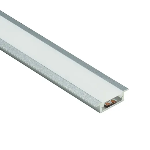 Alu-Profil PLANAR mit Kragen, 17.5x7mm, Abdeckung opal, (Profillänge max. 3m)