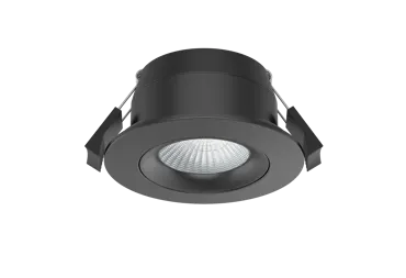 LED Einbauspot FIRE, 8W, 36°, 690lm, CRI90, IP54, Da/D=68-80/90mm, schwarz matt, 3000K dimmbar Phase, Einbau in Isolation