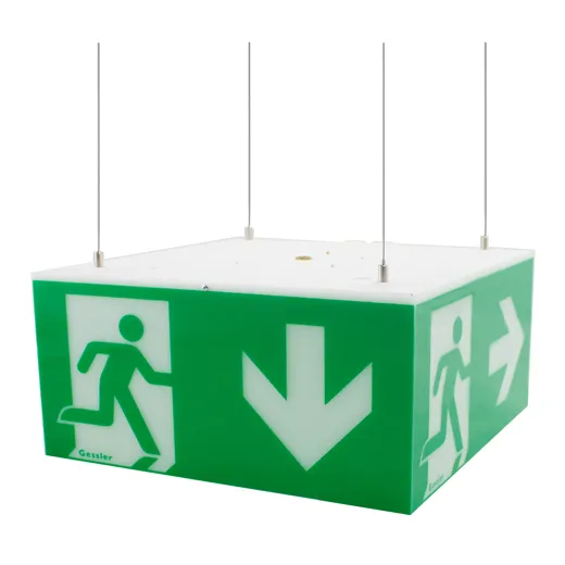Rettungszeichenleuchte Würfel, 6W, IP40, Acrylglas, Einzelakku 3h, inkl. Piktogramme