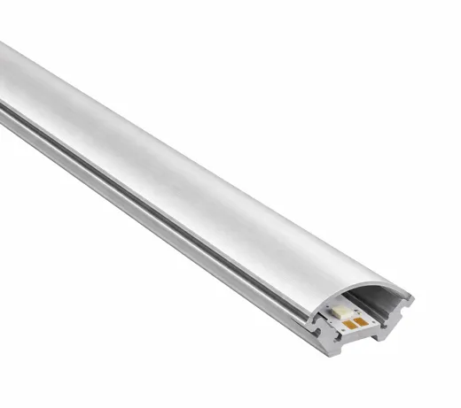 Alu-Profil MIDI ANGOLO, 20x20mm, Abdeckung halbrund opal, (Profillänge max. 5m)